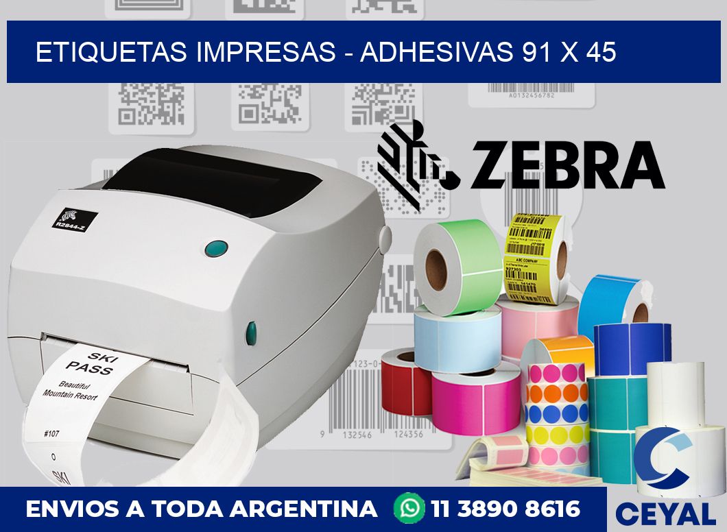 etiquetas impresas – Adhesivas 91 x 45