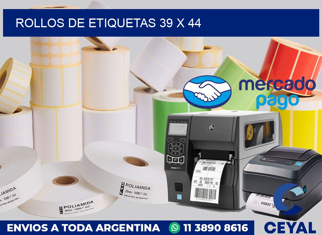 rollos de etiquetas 39 x 44