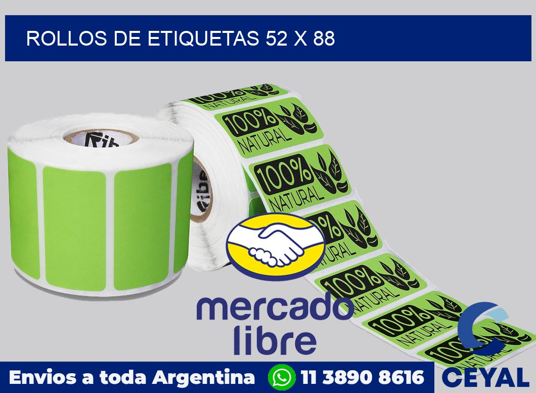 rollos de etiquetas 52 x 88
