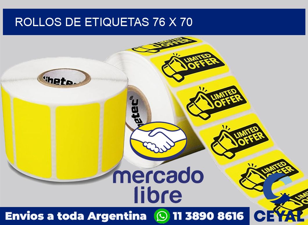 rollos de etiquetas 76 x 70