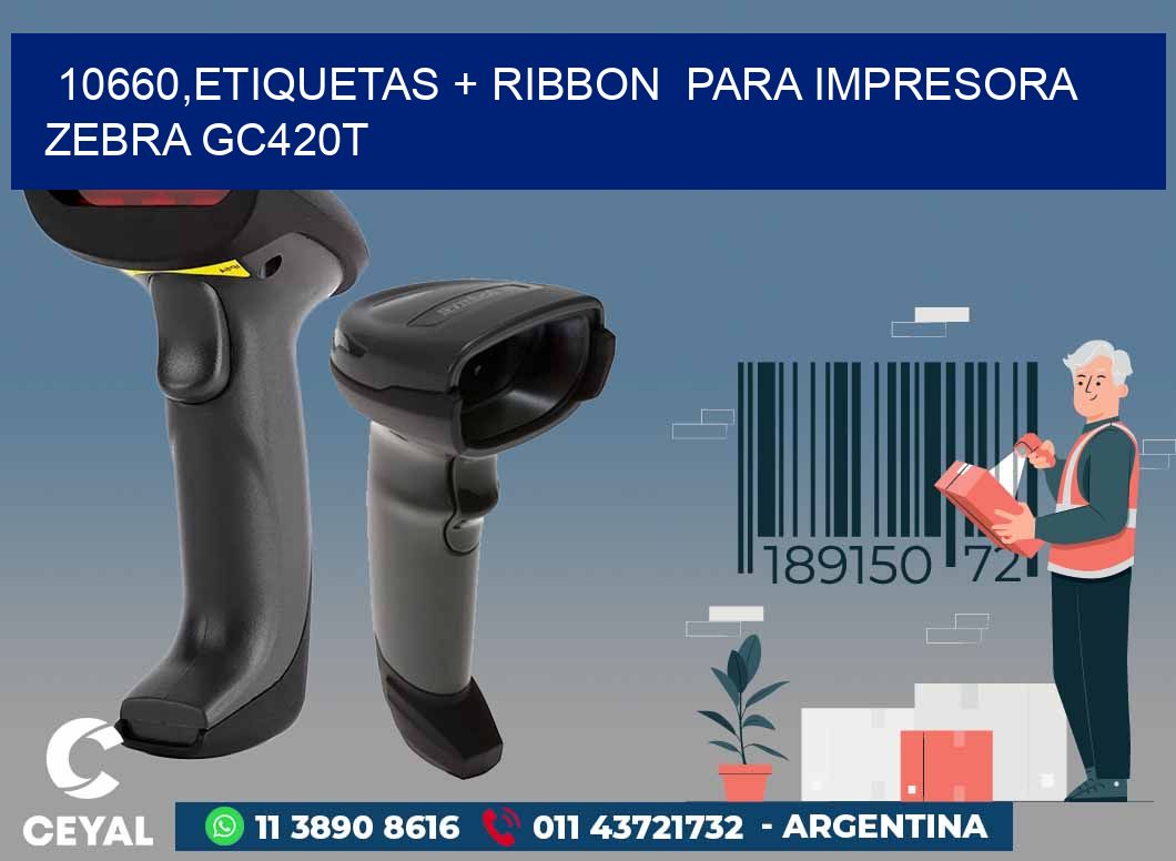 10660,etiquetas + ribbon  para impresora zebra GC420T