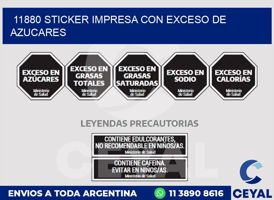 11880 STICKER IMPRESA CON EXCESO DE AZUCARES