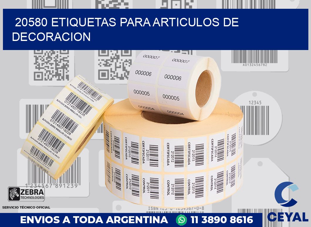 20580 ETIQUETAS PARA ARTICULOS DE DECORACION