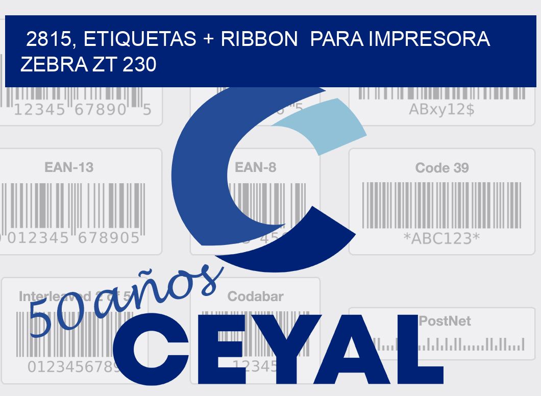 2815, etiquetas + ribbon  para impresora zebra ZT 230