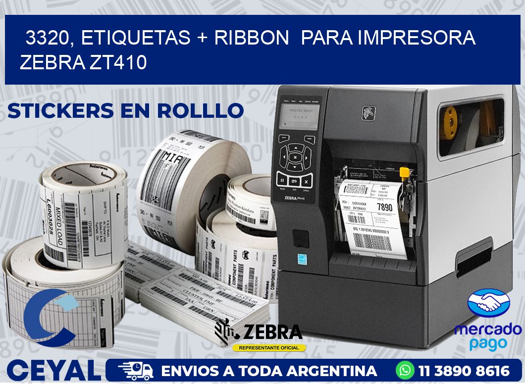 3320, etiquetas + ribbon  para impresora zebra ZT410