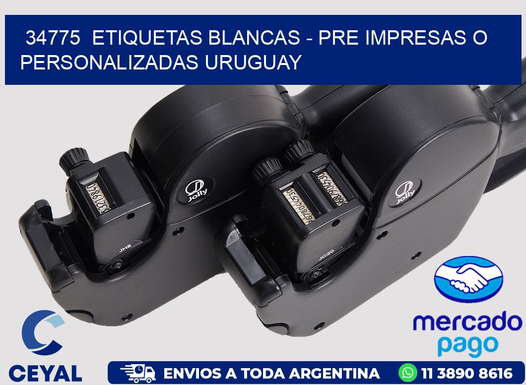 34775  ETIQUETAS BLANCAS - PRE IMPRESAS O PERSONALIZADAS URUGUAY