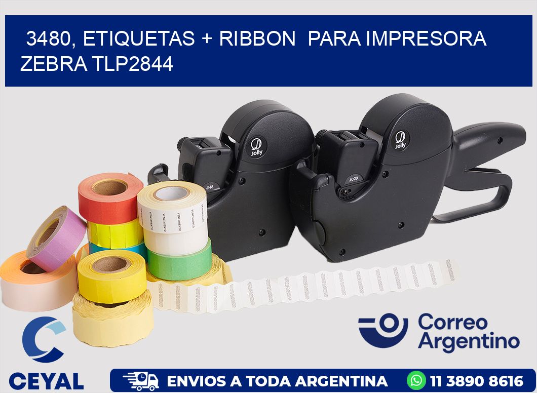 3480, etiquetas + ribbon  para impresora zebra TLP2844