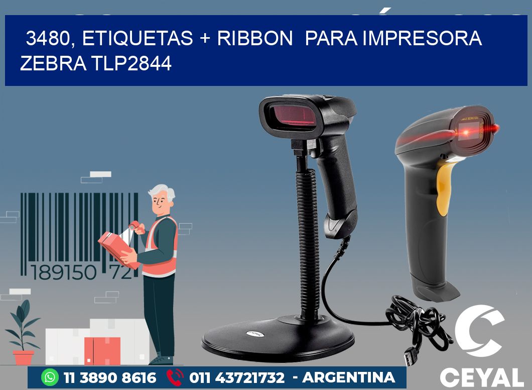 3480, etiquetas + ribbon  para impresora zebra TLP2844