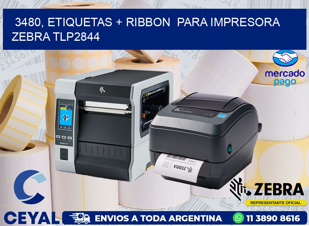 3480, etiquetas + ribbon  para impresora zebra TLP2844