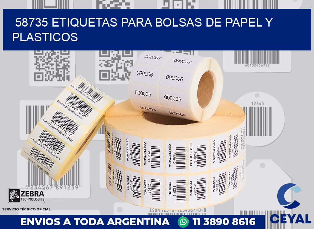 58735 ETIQUETAS PARA BOLSAS DE PAPEL Y PLASTICOS
