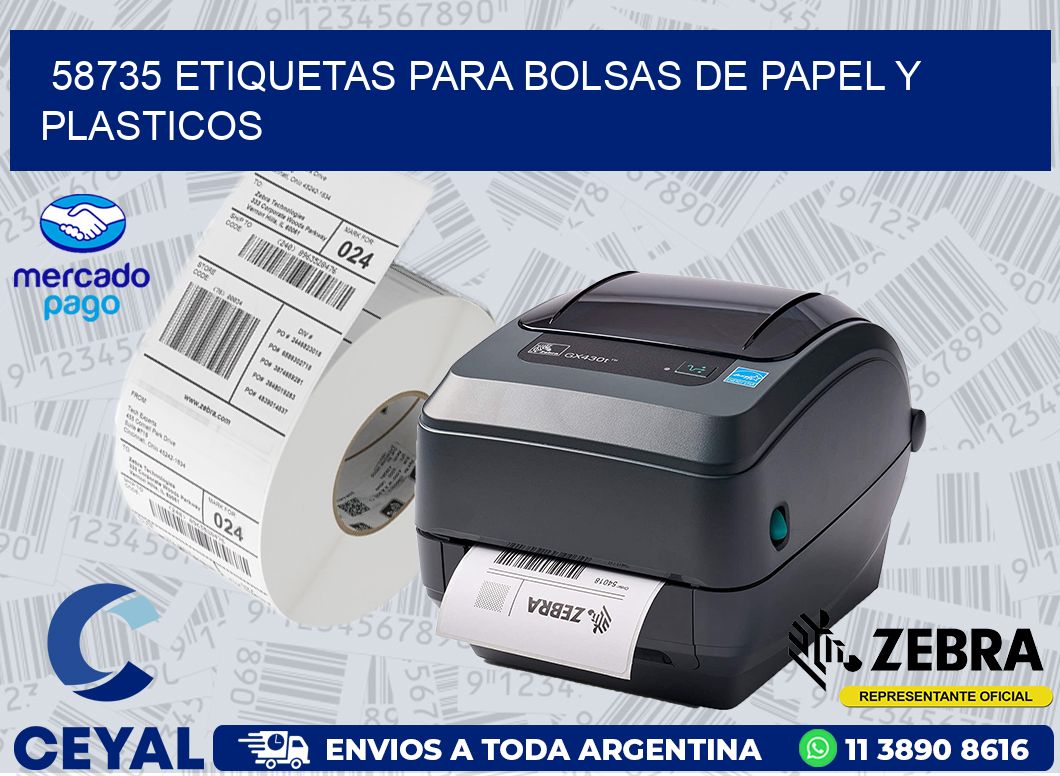58735 ETIQUETAS PARA BOLSAS DE PAPEL Y PLASTICOS
