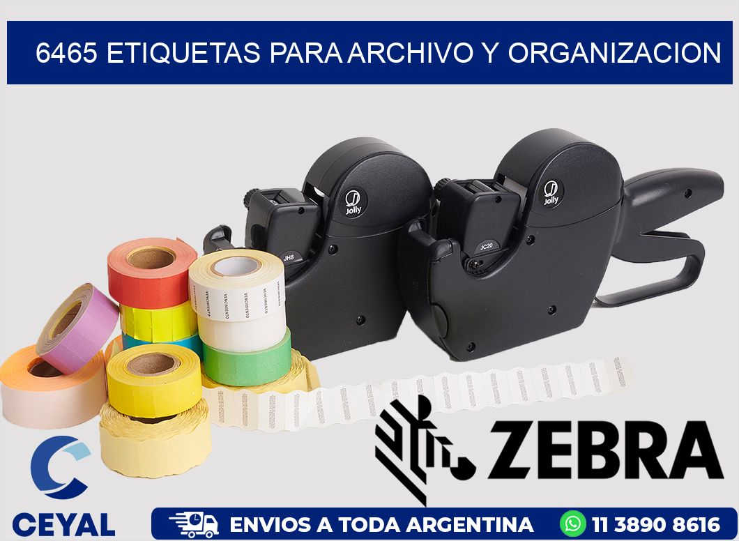6465 ETIQUETAS PARA ARCHIVO Y ORGANIZACION