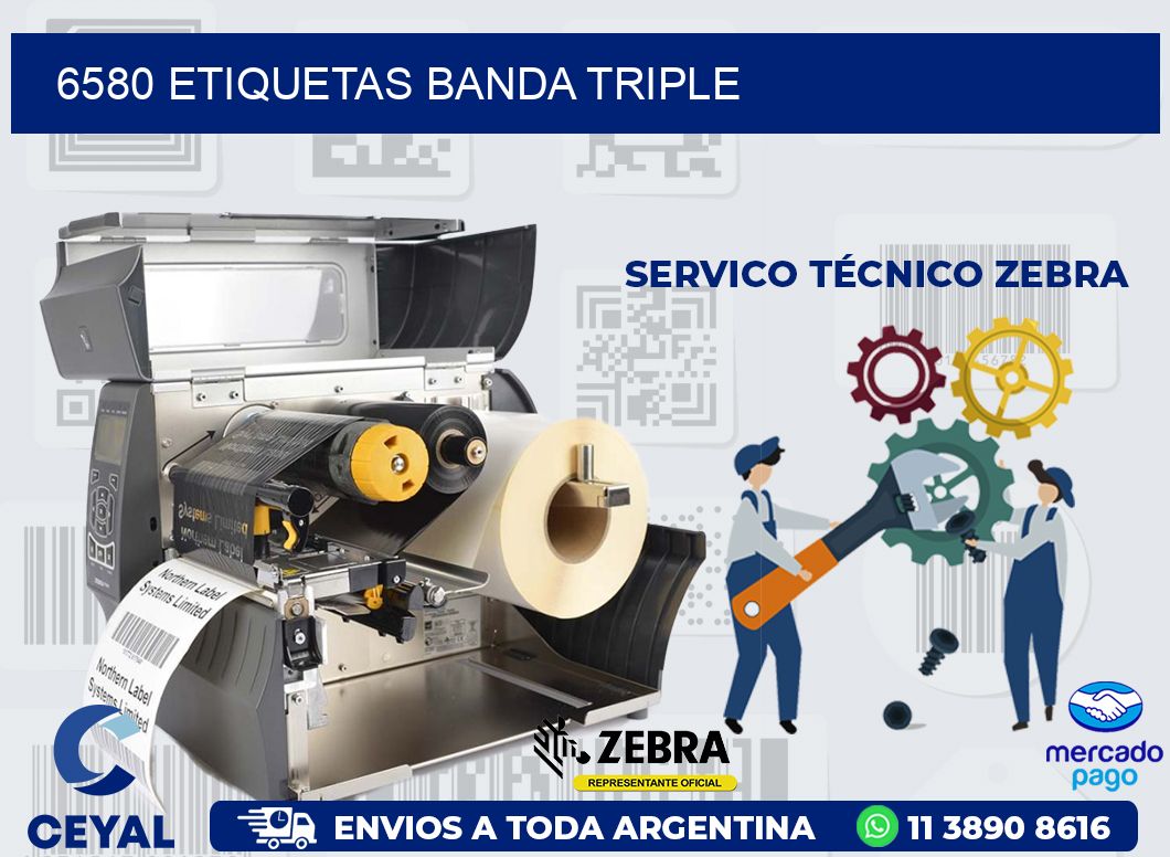 6580 ETIQUETAS BANDA TRIPLE