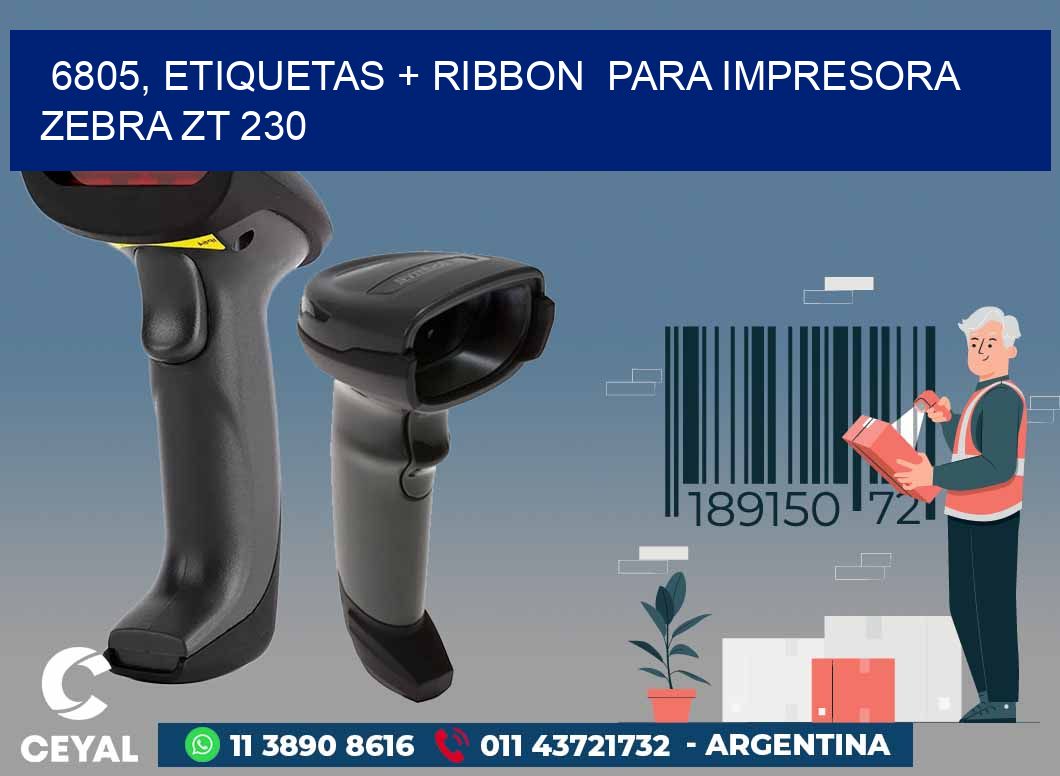 6805, etiquetas + ribbon  para impresora zebra ZT 230
