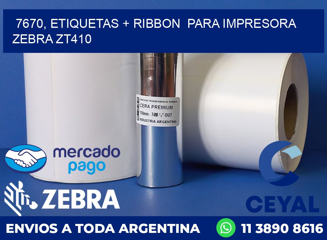 7670, etiquetas + ribbon  para impresora zebra ZT410