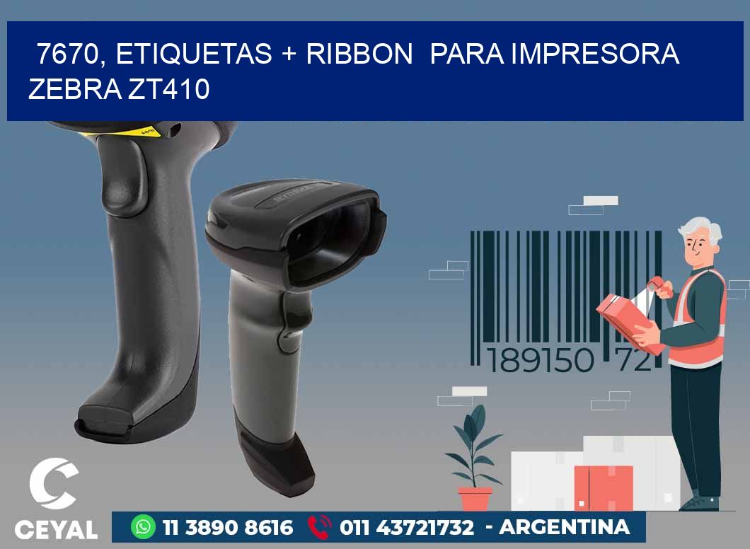 7670, etiquetas + ribbon  para impresora zebra ZT410