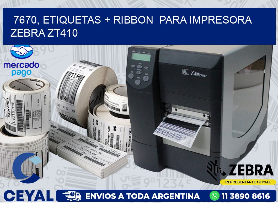 7670, etiquetas + ribbon  para impresora zebra ZT410