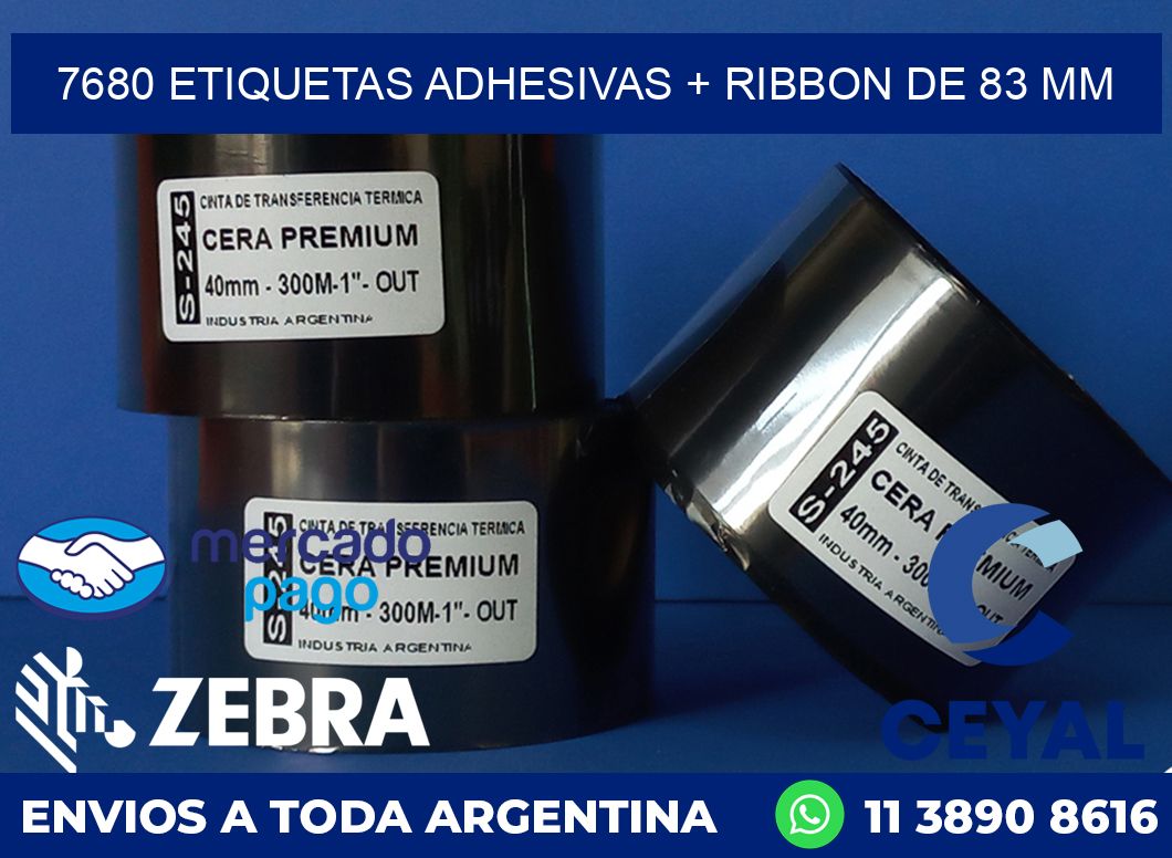 7680 ETIQUETAS ADHESIVAS + RIBBON DE 83 MM