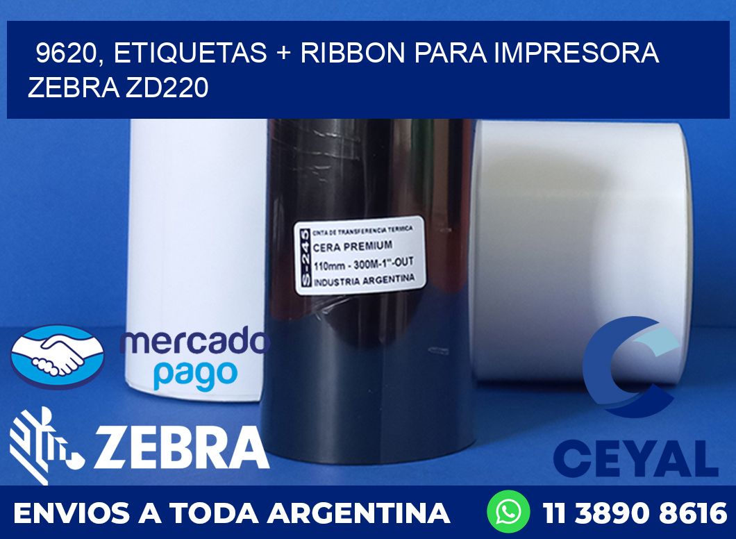 9620, etiquetas + ribbon para impresora zebra zd220