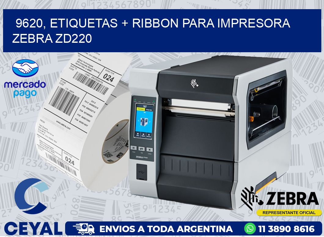 9620, etiquetas + ribbon para impresora zebra zd220