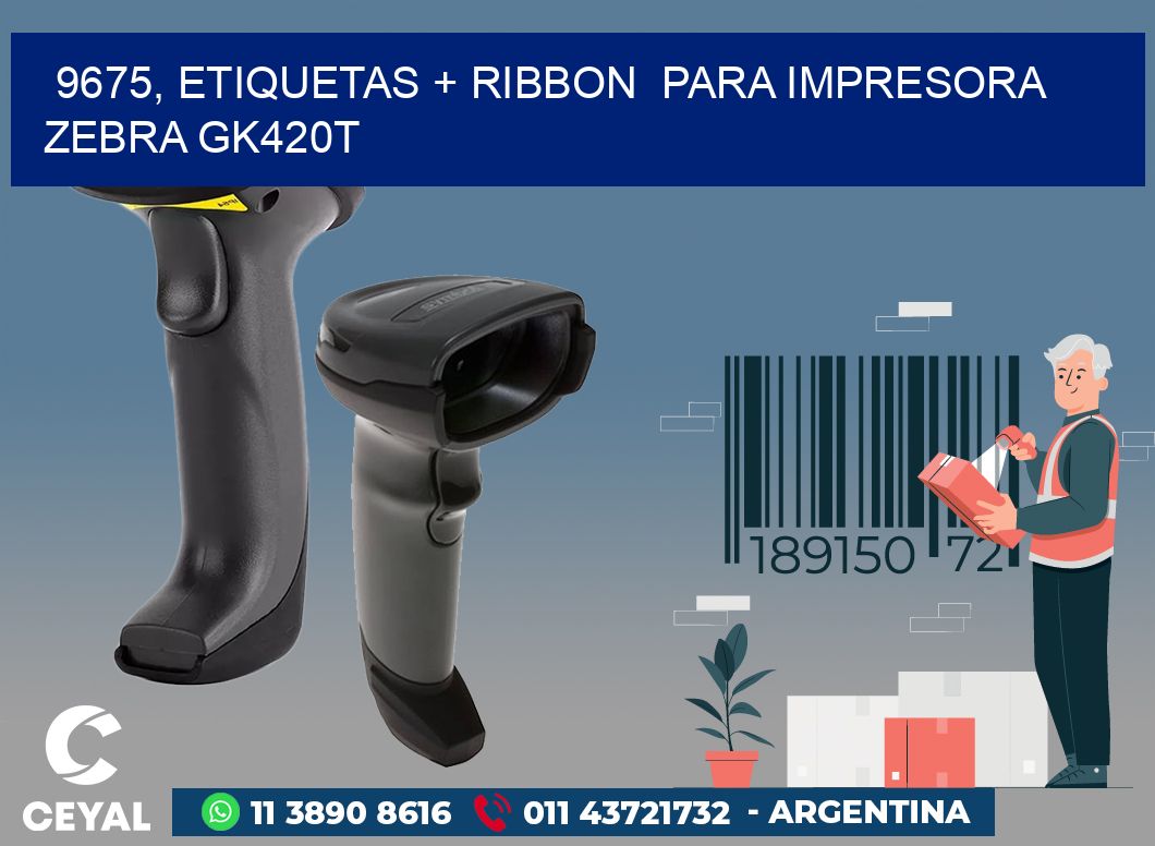 9675, etiquetas + ribbon  para impresora zebra GK420T