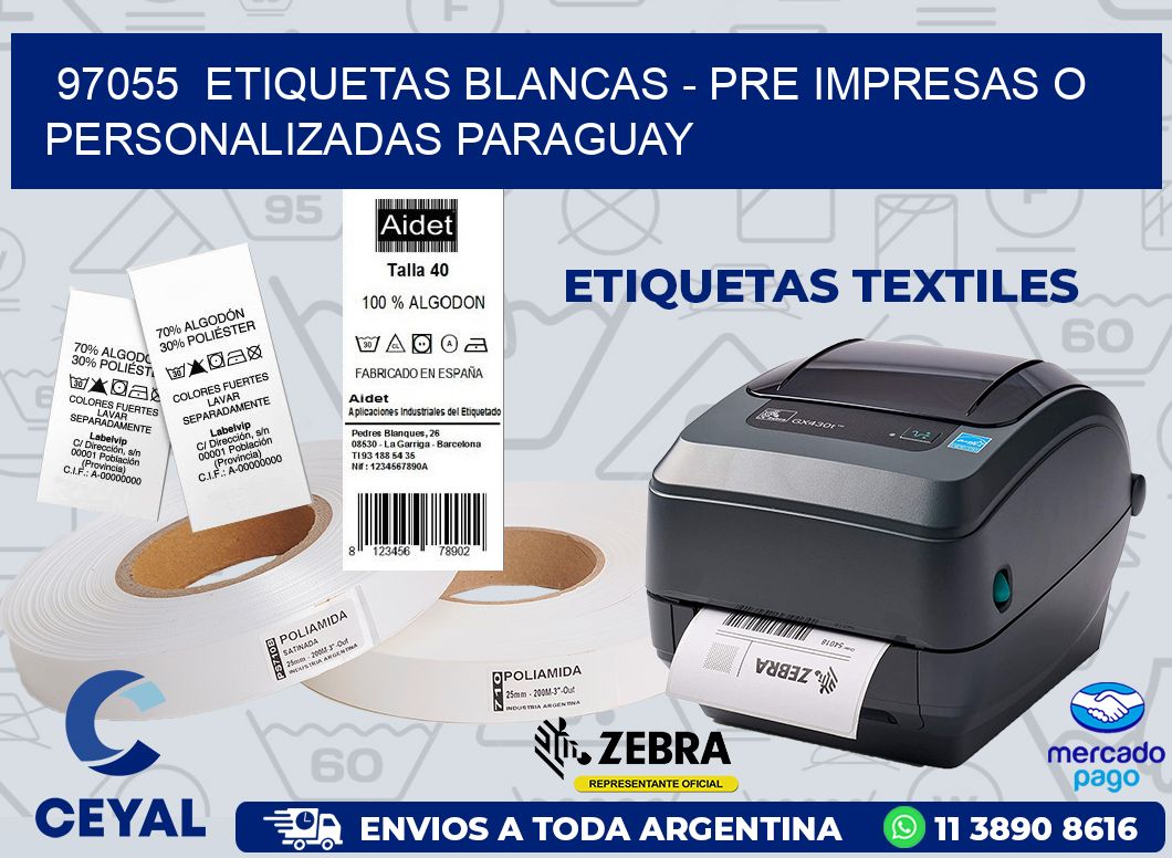 97055  ETIQUETAS BLANCAS - PRE IMPRESAS O PERSONALIZADAS PARAGUAY