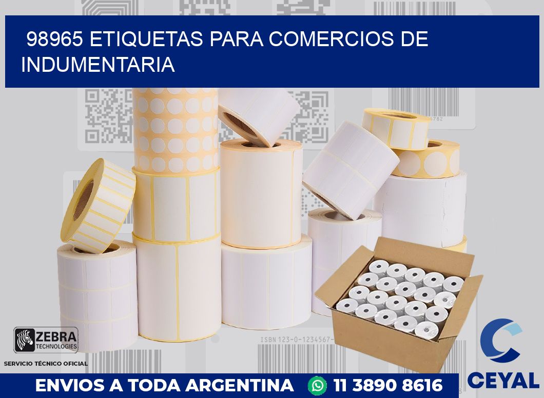 98965 ETIQUETAS PARA COMERCIOS DE INDUMENTARIA