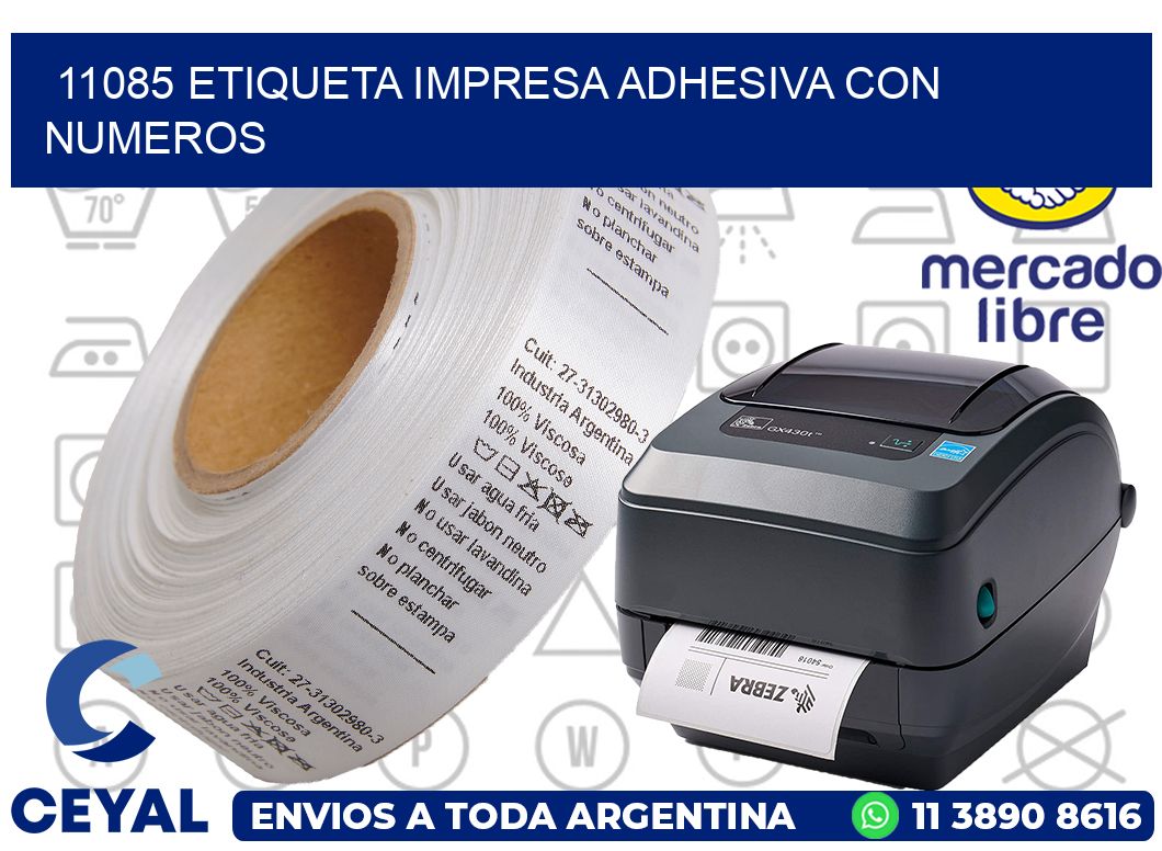 11085 ETIQUETA IMPRESA ADHESIVA CON NUMEROS