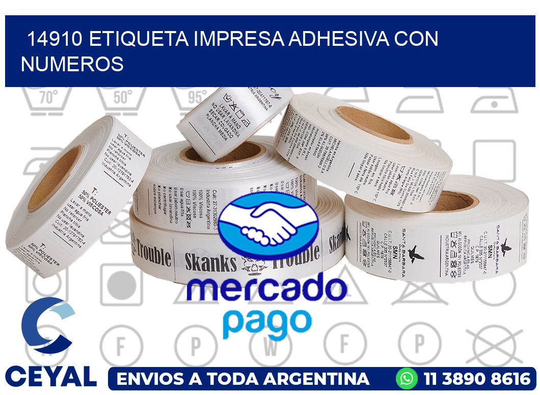 14910 ETIQUETA IMPRESA ADHESIVA CON NUMEROS