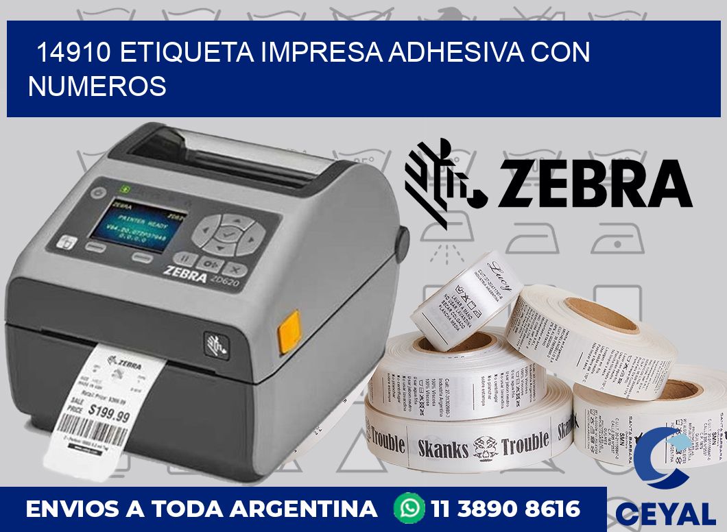 14910 ETIQUETA IMPRESA ADHESIVA CON NUMEROS
