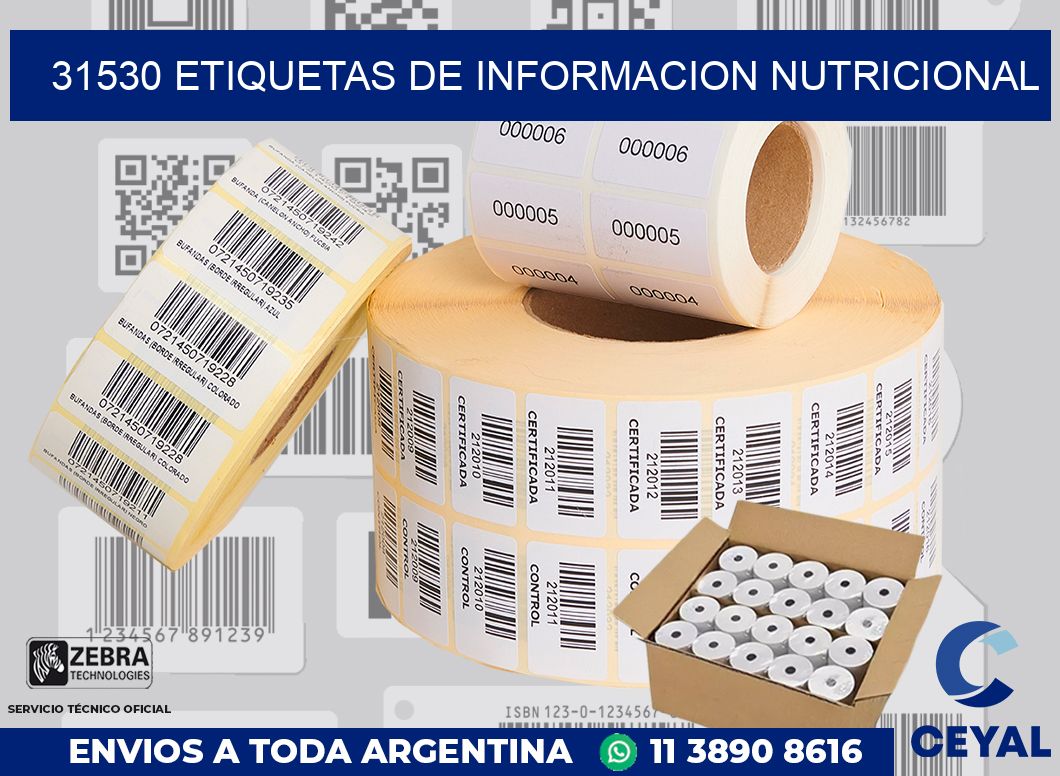 31530 ETIQUETAS DE INFORMACION NUTRICIONAL