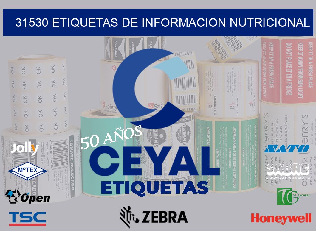 31530 ETIQUETAS DE INFORMACION NUTRICIONAL