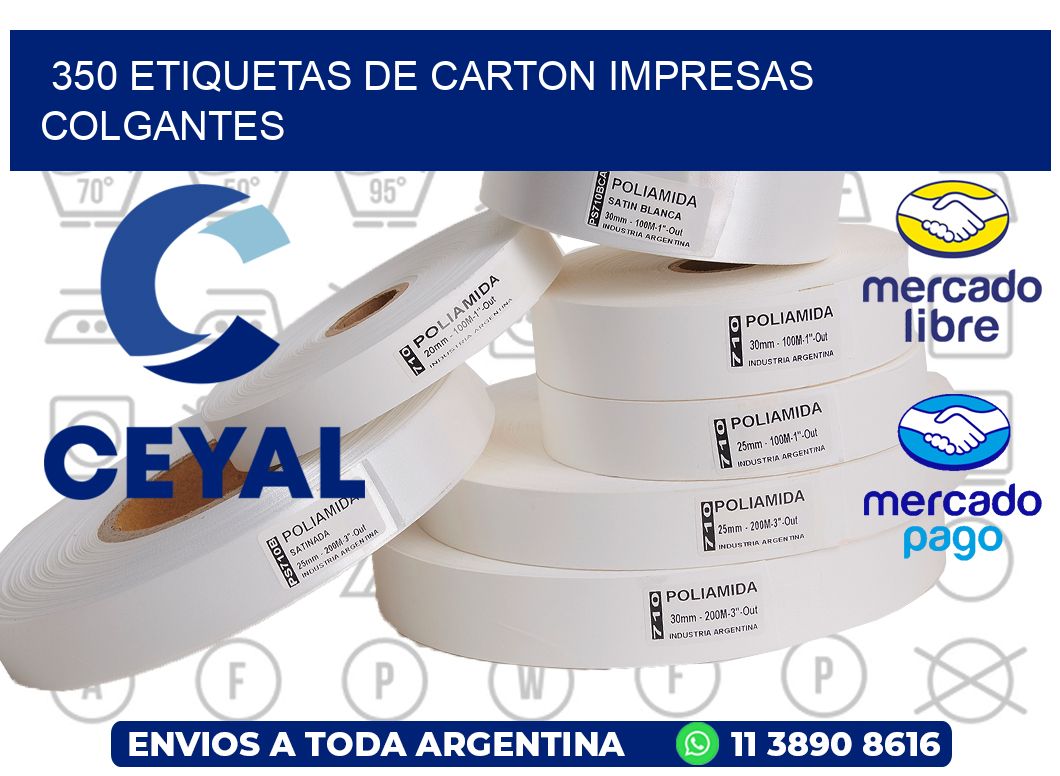 350 ETIQUETAS DE CARTON IMPRESAS COLGANTES