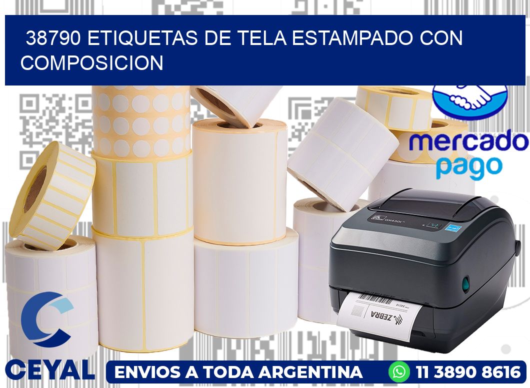 38790 ETIQUETAS DE TELA ESTAMPADO CON COMPOSICION
