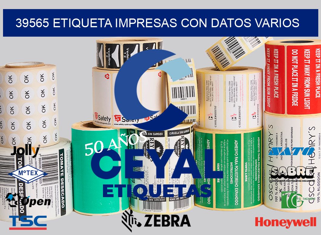 39565 ETIQUETA IMPRESAS CON DATOS VARIOS