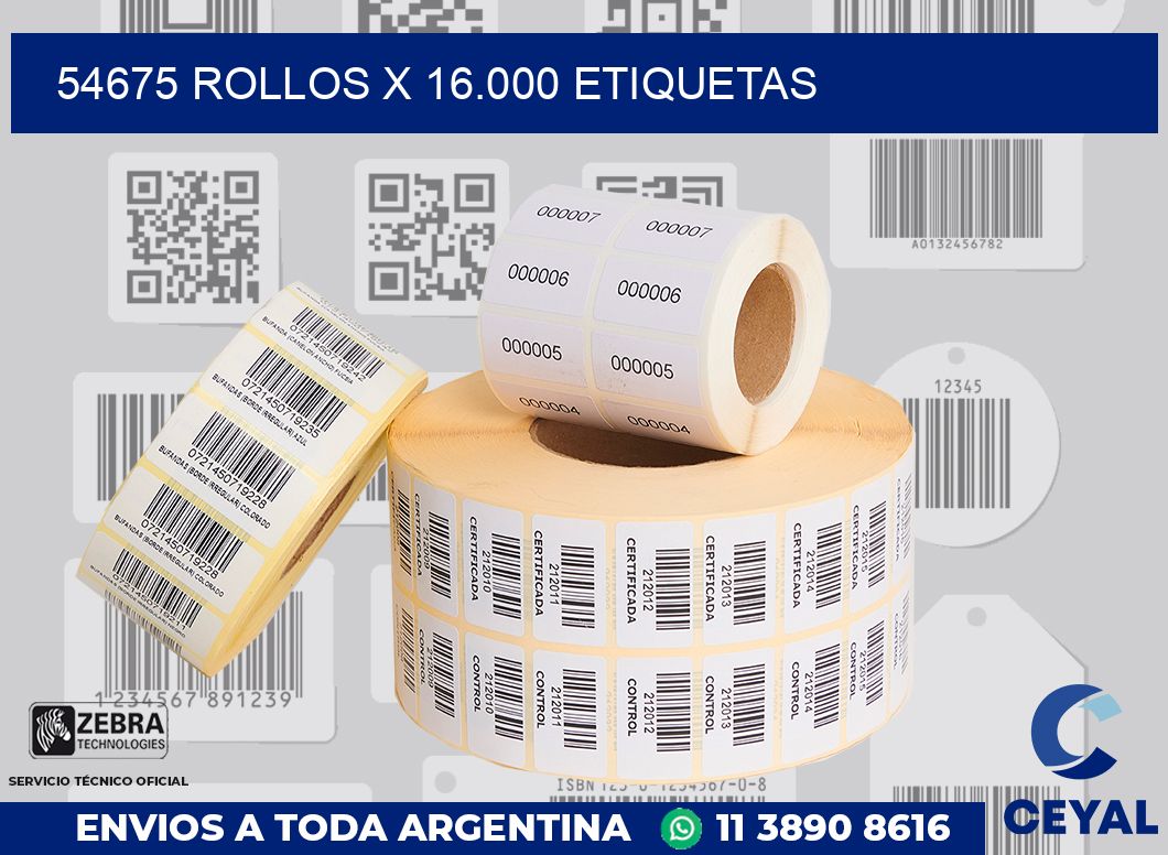 54675 Rollos x 16.000 etiquetas