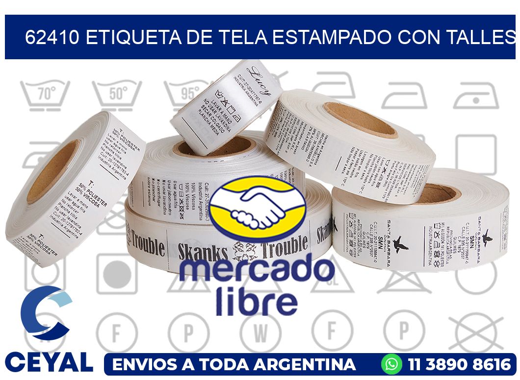 62410 ETIQUETA DE TELA ESTAMPADO CON TALLES