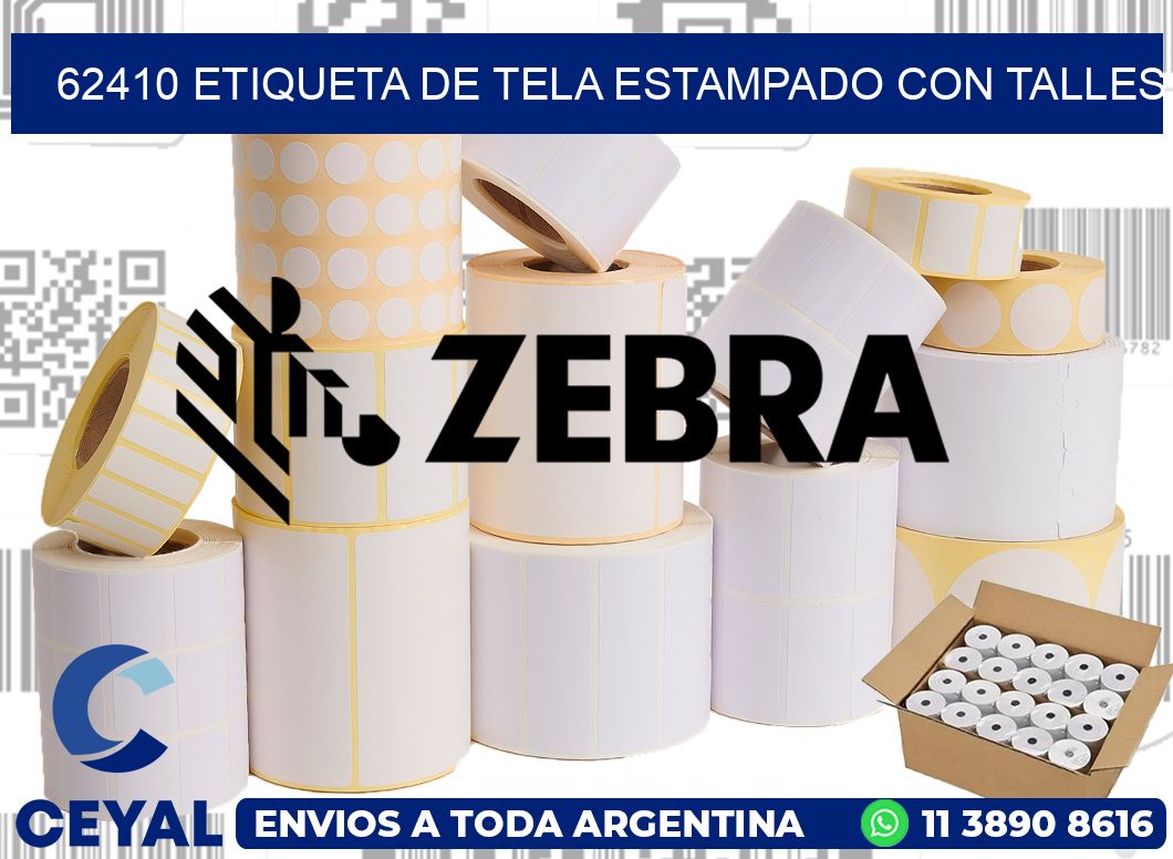 62410 ETIQUETA DE TELA ESTAMPADO CON TALLES