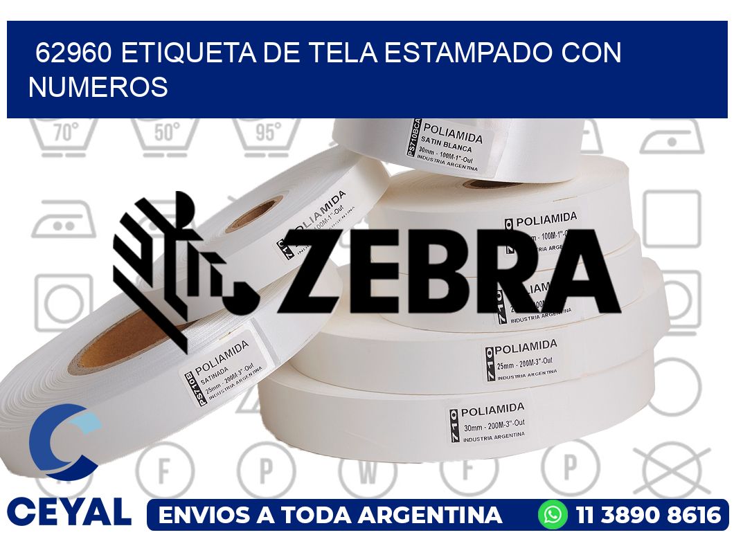 62960 ETIQUETA DE TELA ESTAMPADO CON NUMEROS