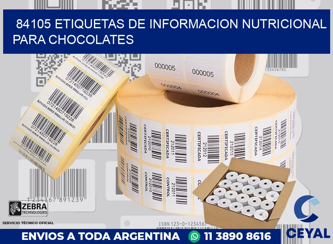 84105 ETIQUETAS DE INFORMACION NUTRICIONAL PARA CHOCOLATES
