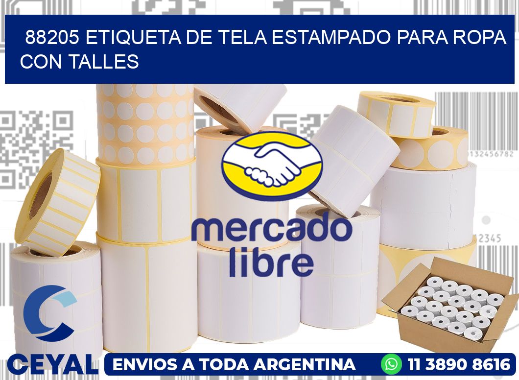 88205 ETIQUETA DE TELA ESTAMPADO PARA ROPA CON TALLES