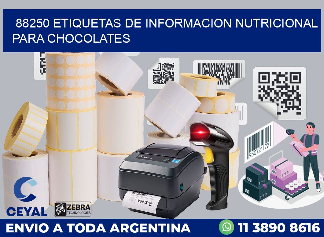 88250 ETIQUETAS DE INFORMACION NUTRICIONAL PARA CHOCOLATES