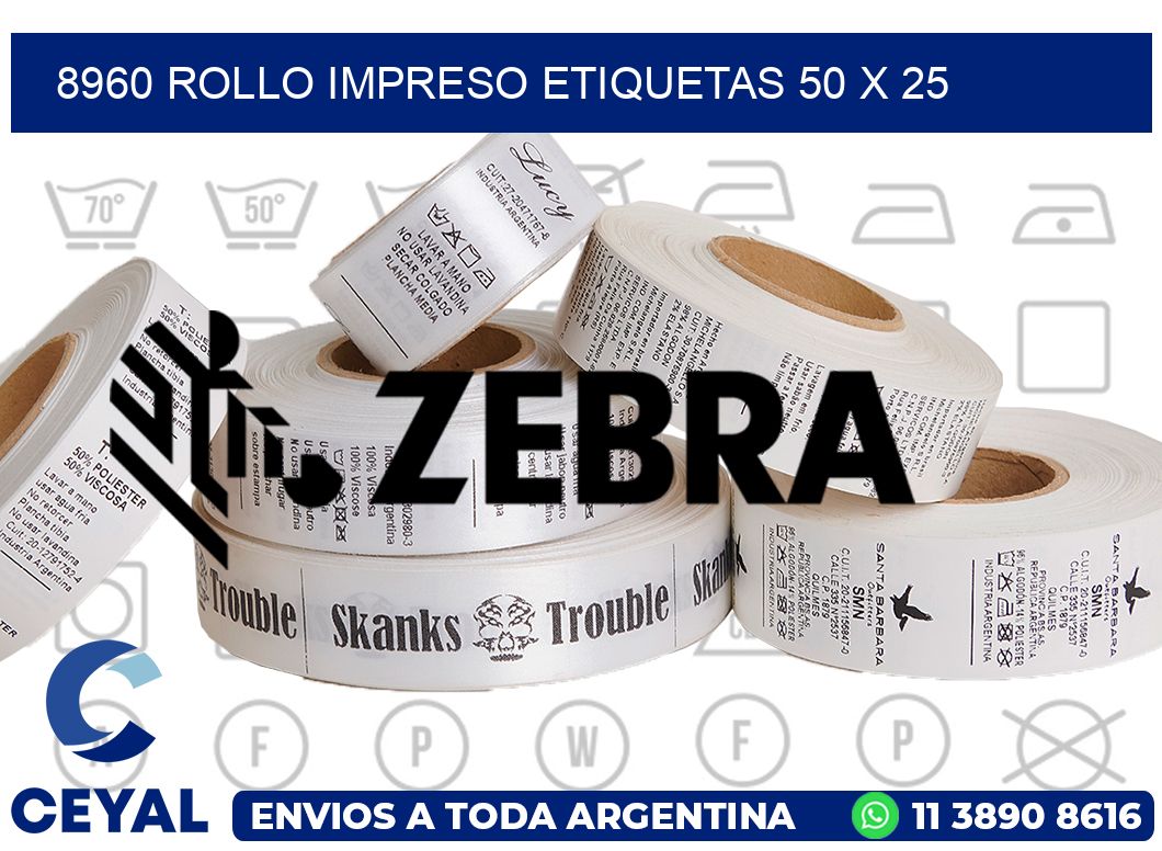 8960 ROLLO IMPRESO ETIQUETAS 50 X 25
