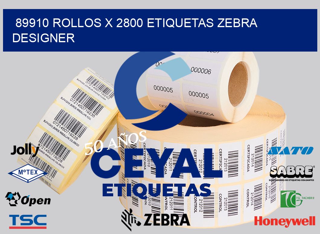 89910 Rollos x 2800 etiquetas zebra designer