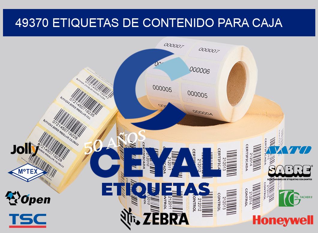 49370 etiquetas de contenido para caja