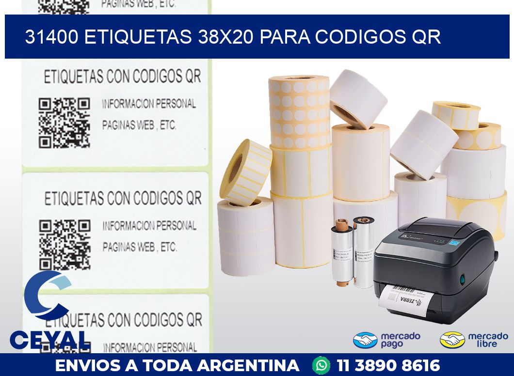 31400 ETIQUETAS 38X20 PARA CODIGOS QR