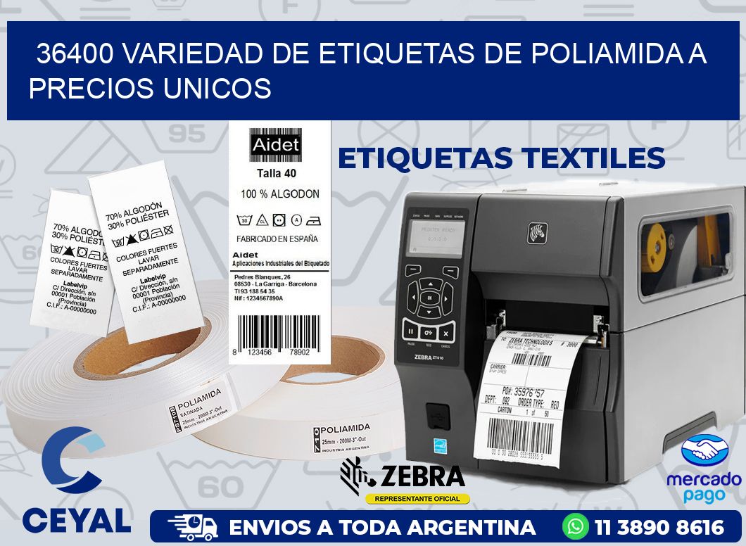36400 VARIEDAD DE ETIQUETAS DE POLIAMIDA A PRECIOS UNICOS