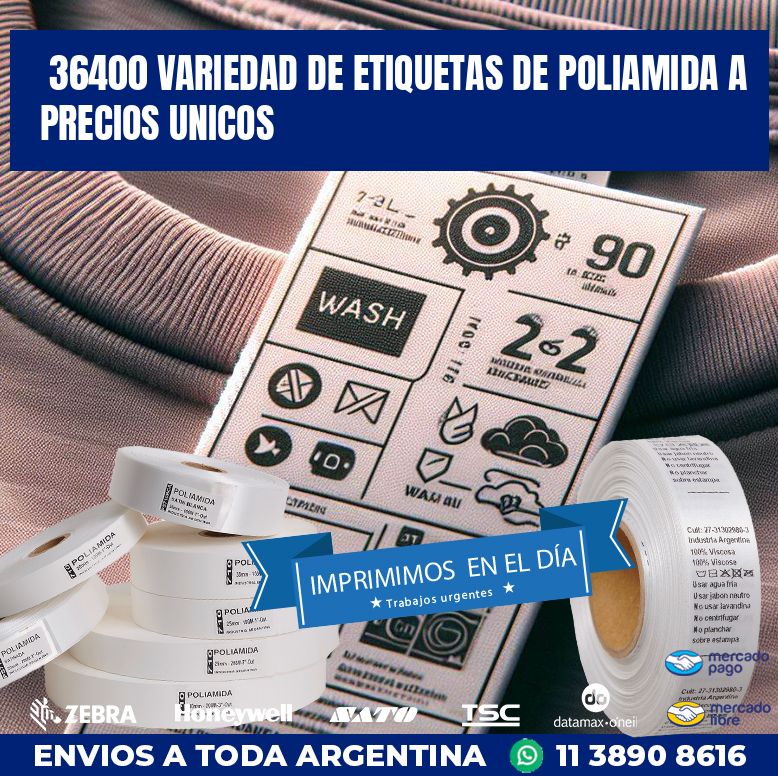 36400 VARIEDAD DE ETIQUETAS DE POLIAMIDA A PRECIOS UNICOS