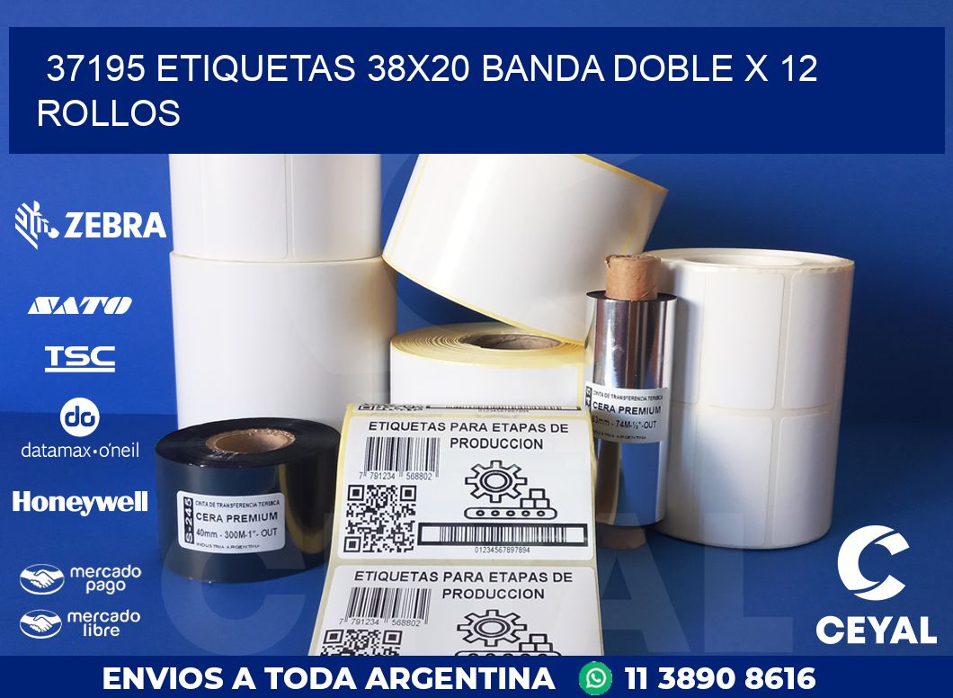37195 ETIQUETAS 38X20 BANDA DOBLE X 12 ROLLOS