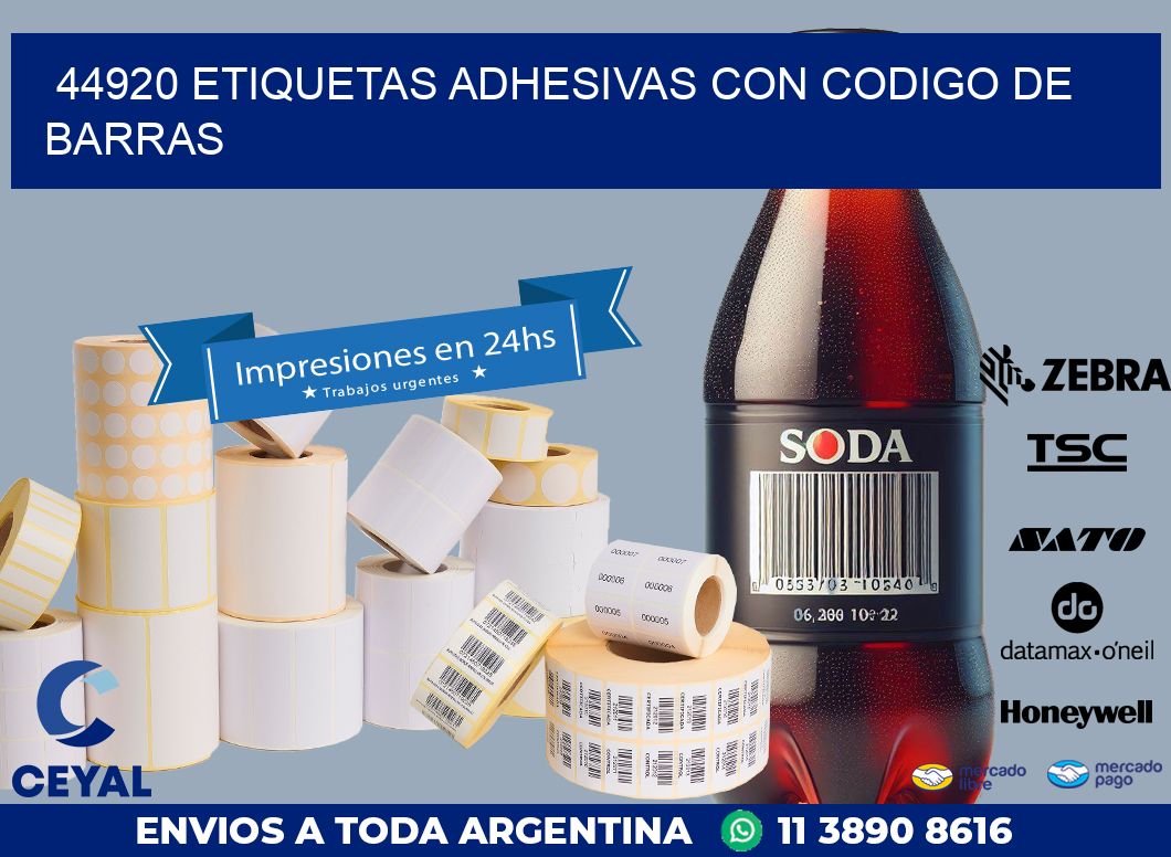 44920 ETIQUETAS ADHESIVAS CON CODIGO DE BARRAS